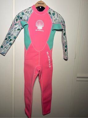 Kids' Girls Dive & Sail X-Manta Pink & Teal Long-Sleeve Wetsuit Large (10/12)